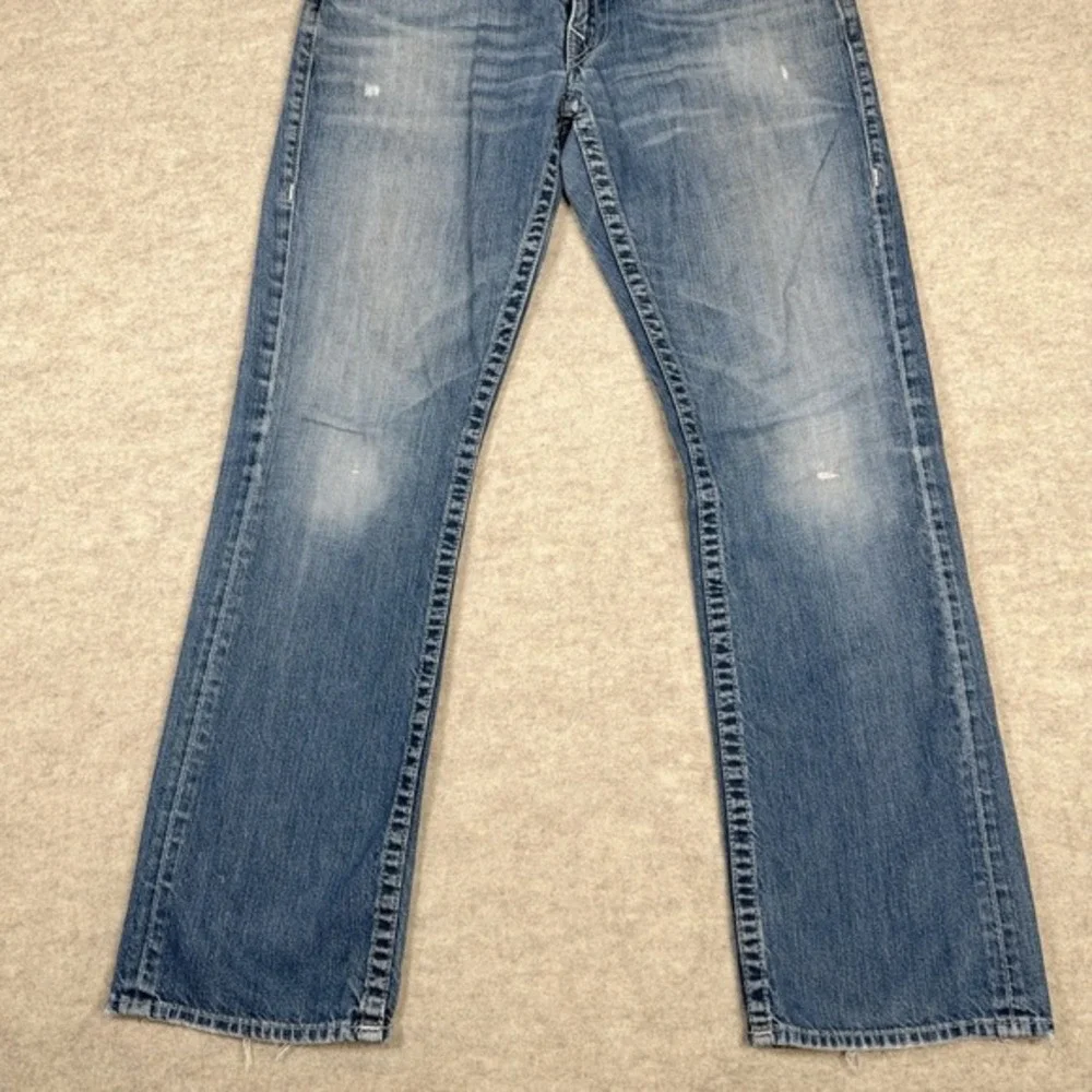 True Religion Straight Leg Jeans Flaps Blue‎ Distressed Mens 33x31 Denim *Read*